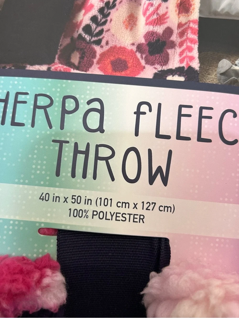 Life Comfort Kids Sherpa Fleece Throw 40 x 50 Purple Pink Floral NEW